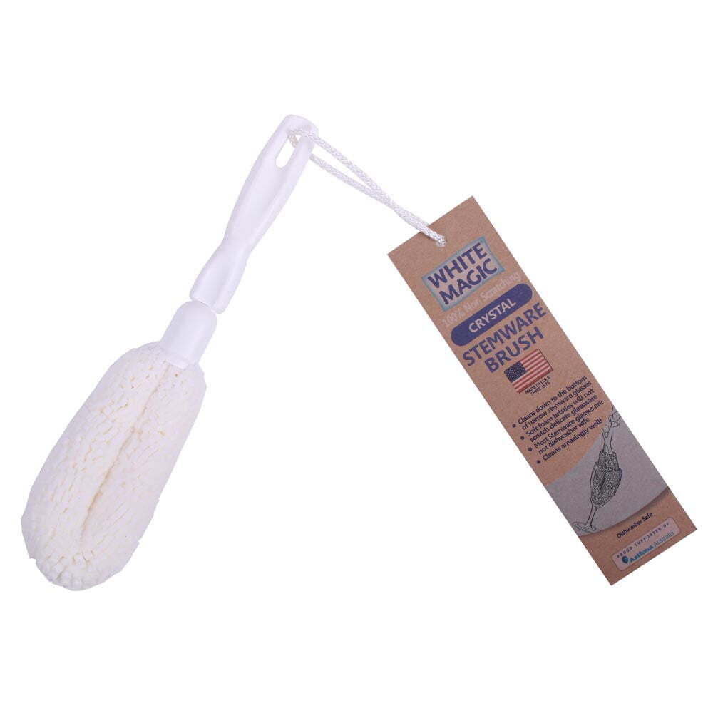 White Magic Crystal Stemware Flutes Drinking Glass Brush Bottle Cleaner Foam (2 Pack) — image 2