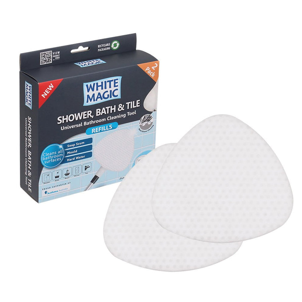 White Magic 18cm Shower Bath/Tile Cleaning Tool Triangle Replacement Refill (2 Pieces) — image 2