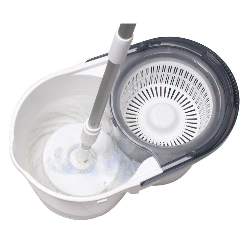 White Magic Hand Press Turbo Microfibre Spin Mop w/ Bucket Floor Surface Cleaner — image 2