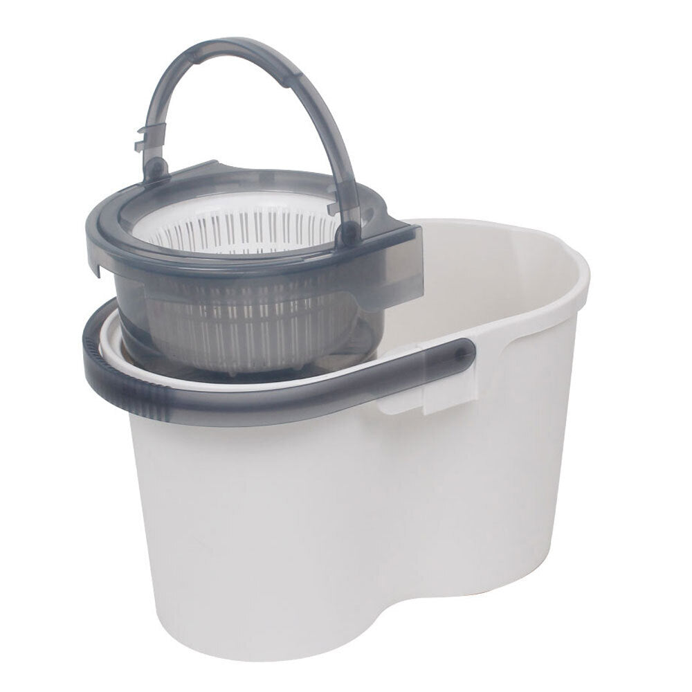 White Magic Hand Press Turbo Microfibre Spin Mop w/ Bucket Floor Surface Cleaner — image 6