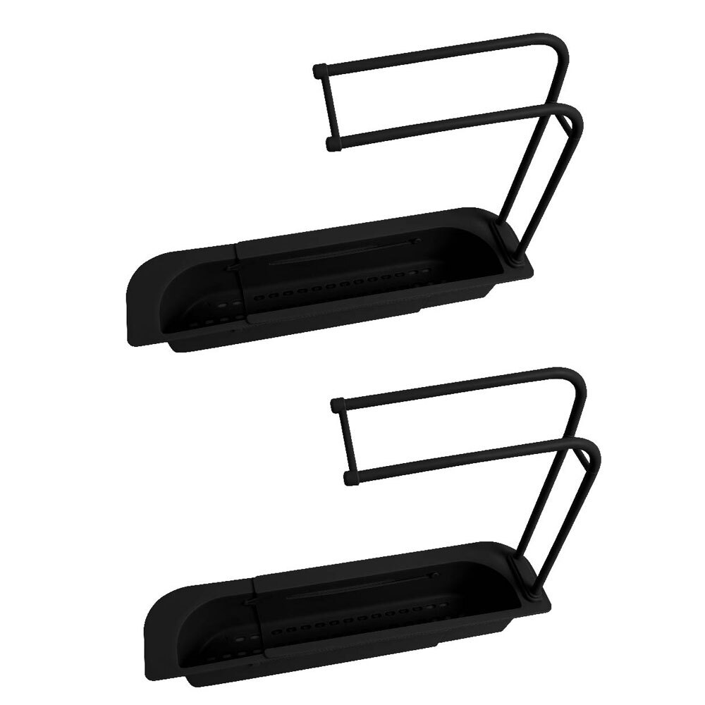 White Magic Kitchen Sink Organiser Storage Solution w/ Towel Bar Black (2 Pack)