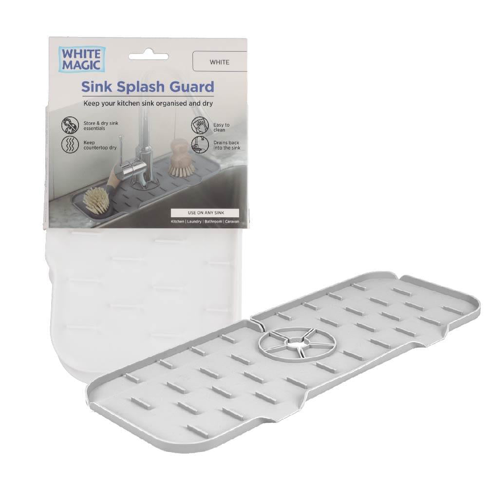 White Magic Home/Kitchen Sink Splash Guard Silicone Faucet Mat/Pad White