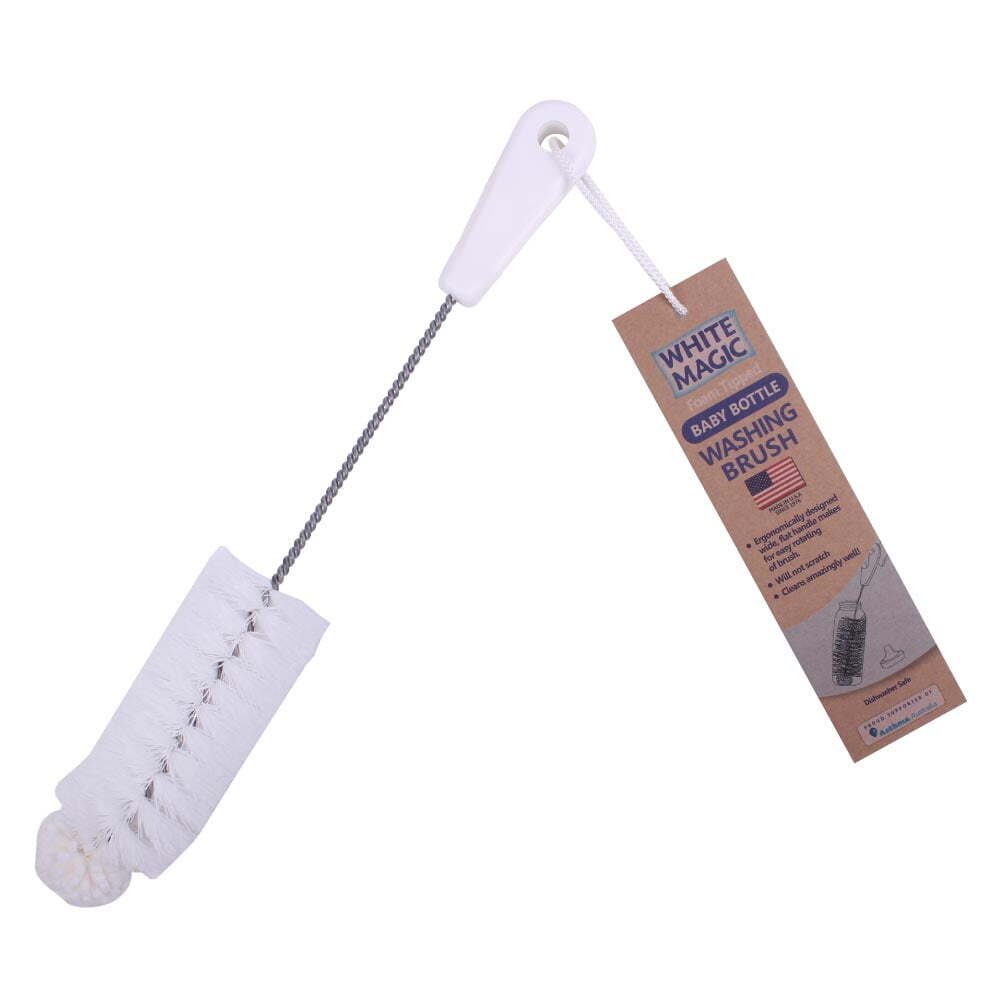 White Magic 34cm Soft Foam Tipped Washing Brush Cleaner For Baby Bottle White (2 Pack) — image 2