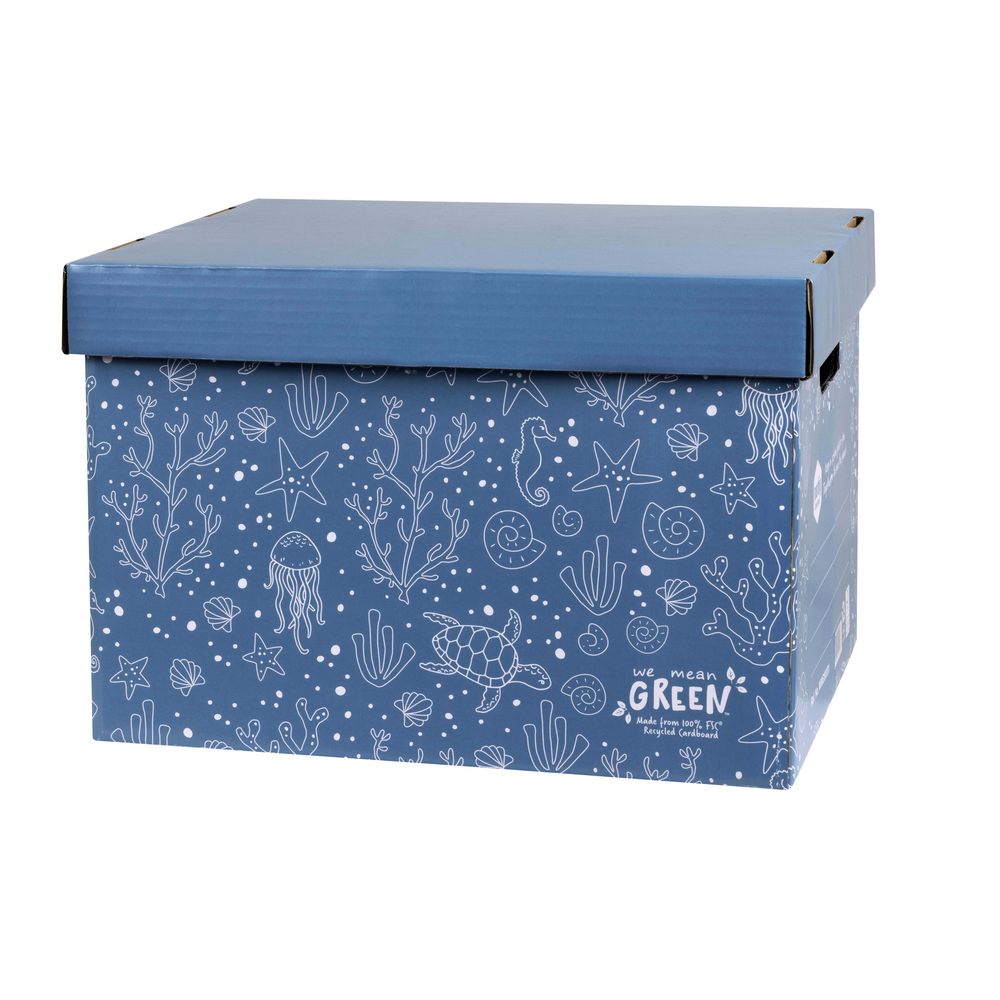 Marbig We Mean Green Enviro Recycled Stackable Cardboard Archive Box Sea Blue — image 3