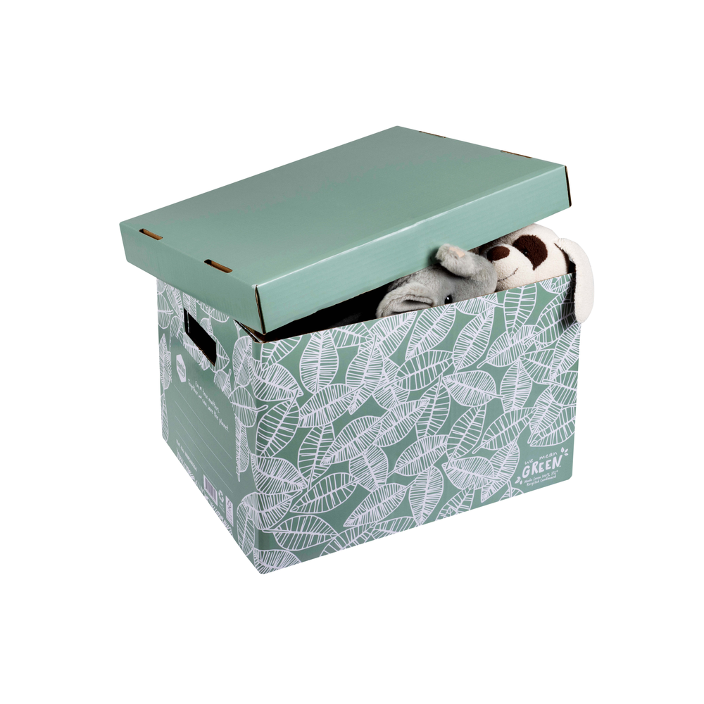 Marbig We Mean Green Recycled Enviro Cardboard Archive Box Stackable Leafy Green — image 3