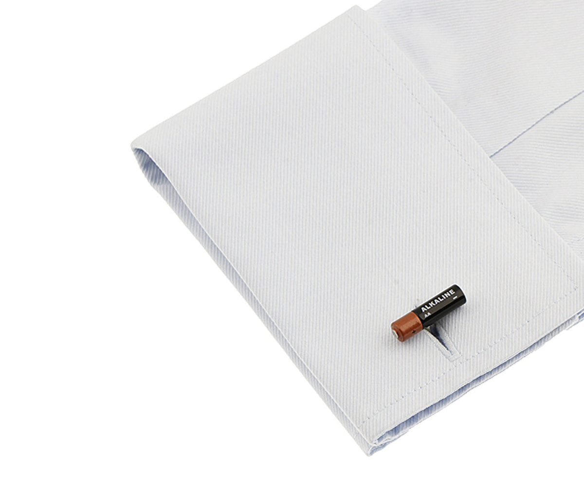 SD Man AA Battery Men's Cloth Wedding/Party Cufflinks Shirt Accessories Silver — image 3
