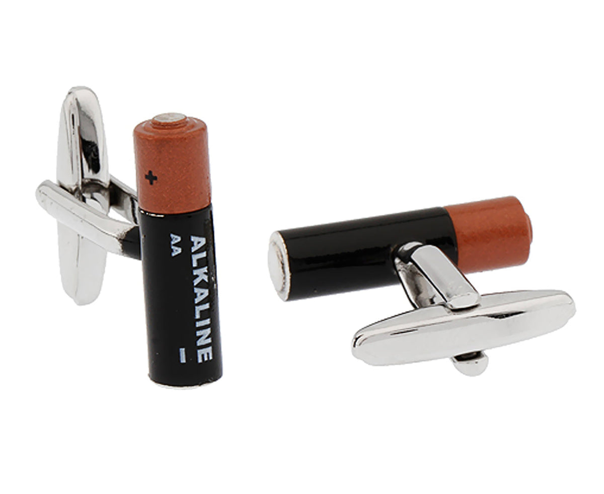 SD Man AA Battery Men's Cloth Wedding/Party Cufflinks Shirt Accessories Silver — image 2