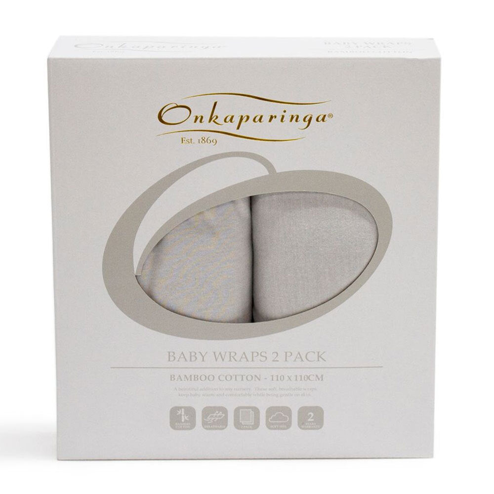 Onkaparinga Baby Cotton Jersey Wraps Sleeping Blanket Wrap Silver (2 Pack)