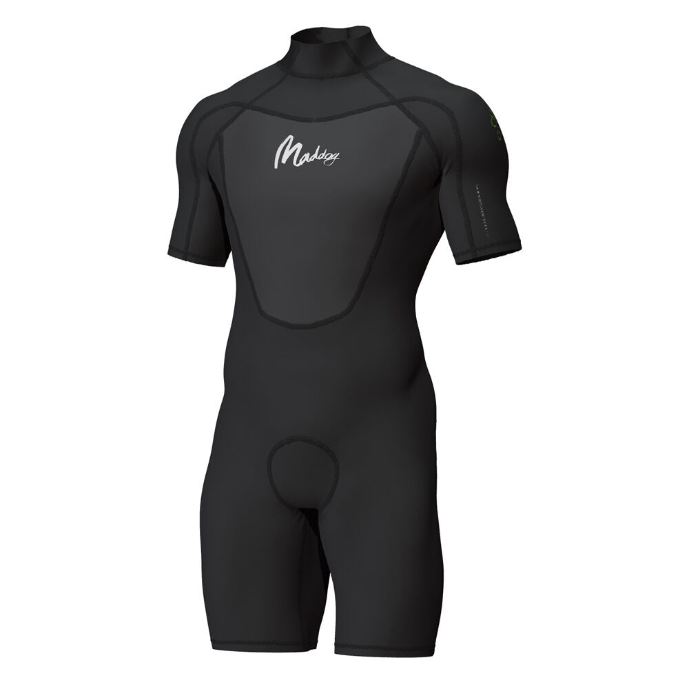 Maddog Mens Super Stretch 2mm Short Sleeve Springsuit Black