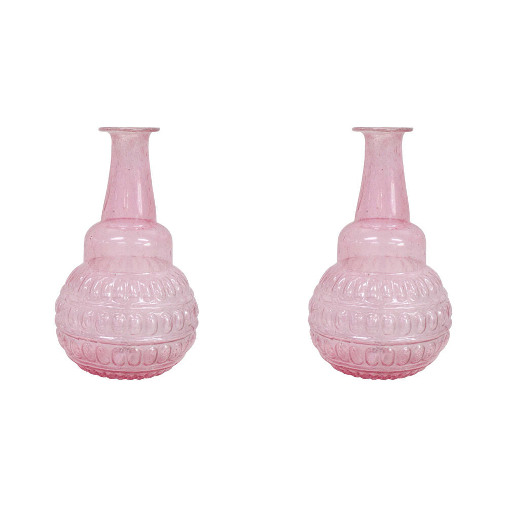 LVD Bud Vase Bubble Glass Home/Lounge Tabletop Boho Decor Large Pink Gin (2 Pack)