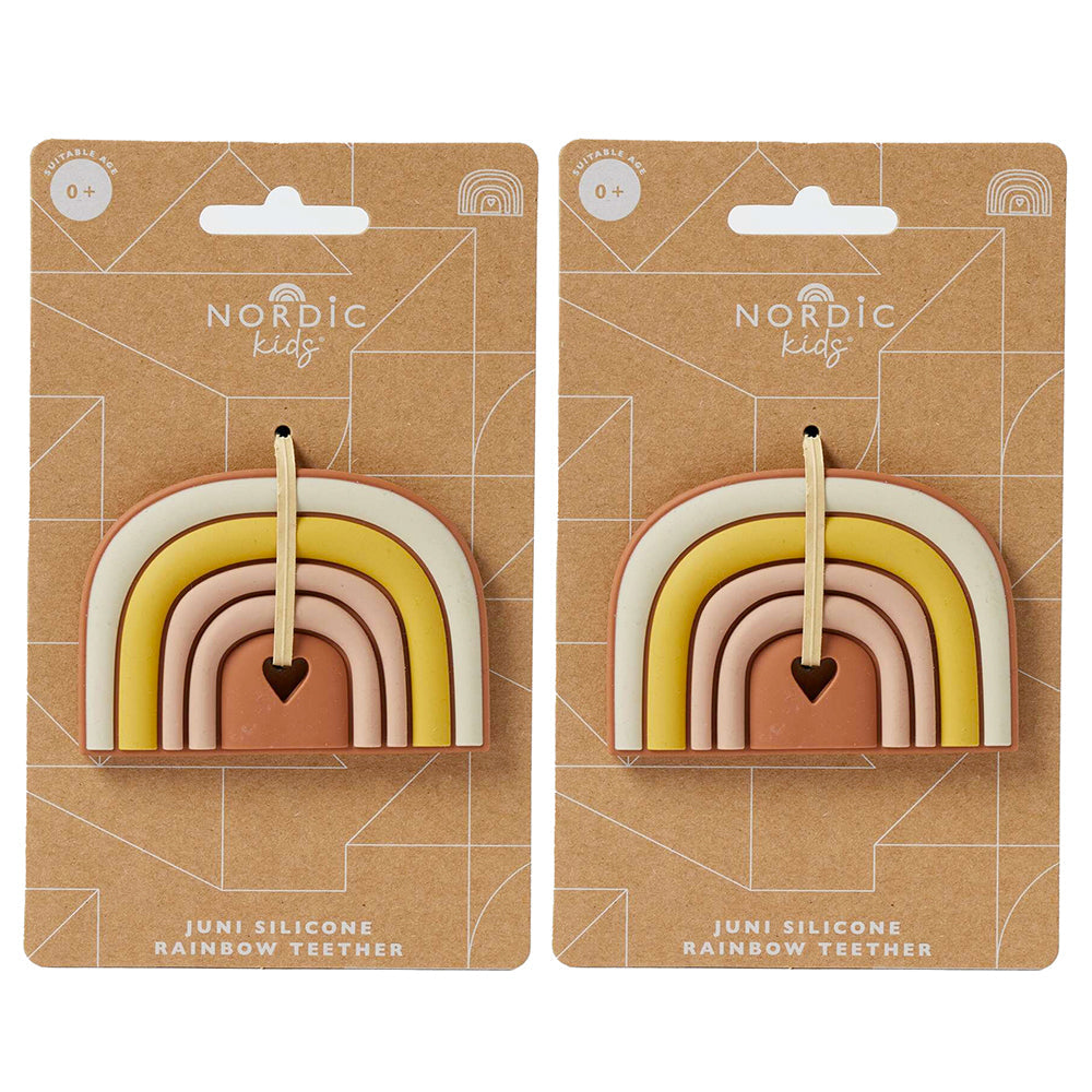 Nordic Kids Juni 9cm Silicone Rainbow Teether Teething Toy Baby 0m+ Assorted (2 Pack)