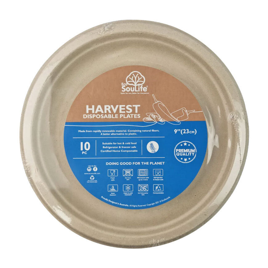 Eco Soulife Disposable/Compostable Harvest Dinner Party Food 23cm Plates (10 Pieces)