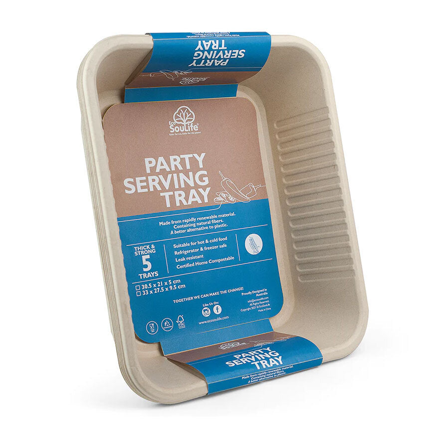Eco Soulife Harvest Compostable Large Party Serving Tray Set 32.5x27x7cm (5 Pieces) — image 2