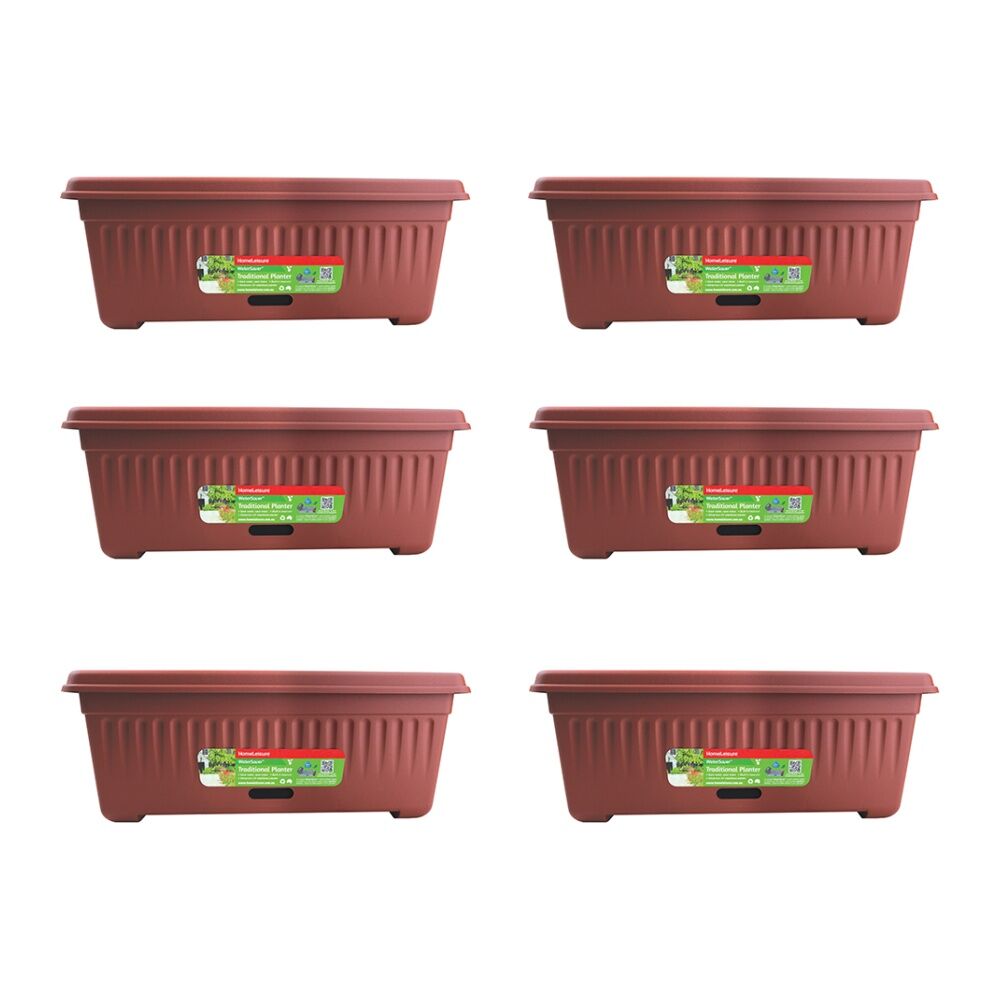 Homeleisure WaterSaver Traditional Rect Planter Flower Pot 48cm Manor Red (6 Pack)