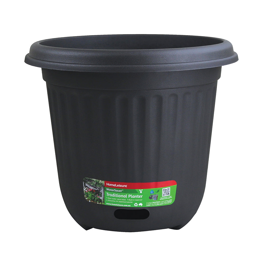 Homeleisure WaterSaver Traditional Round Planter Flower/Plant Pot 40cm Charc