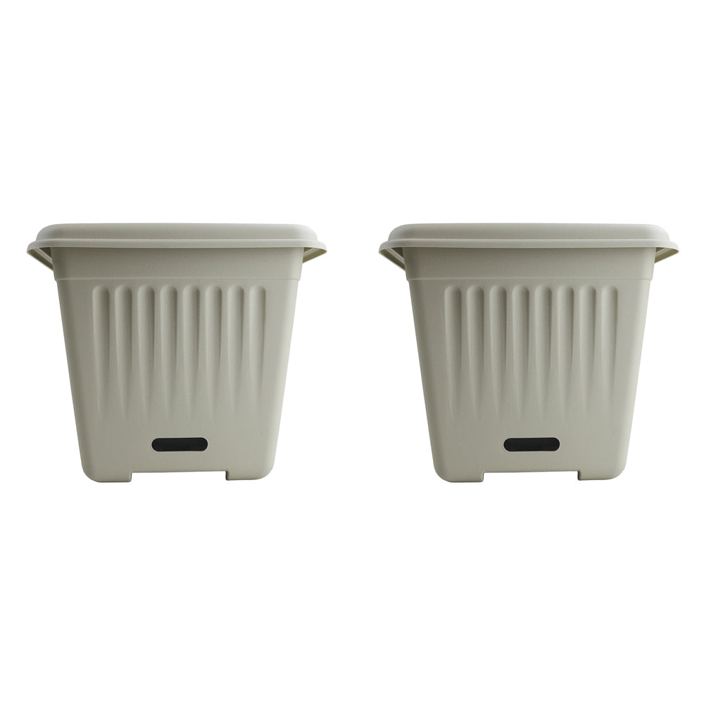 Homeleisure WaterSaver Traditional Square Planter Flower/Plant Pot 28cm Stone (2 Pack)
