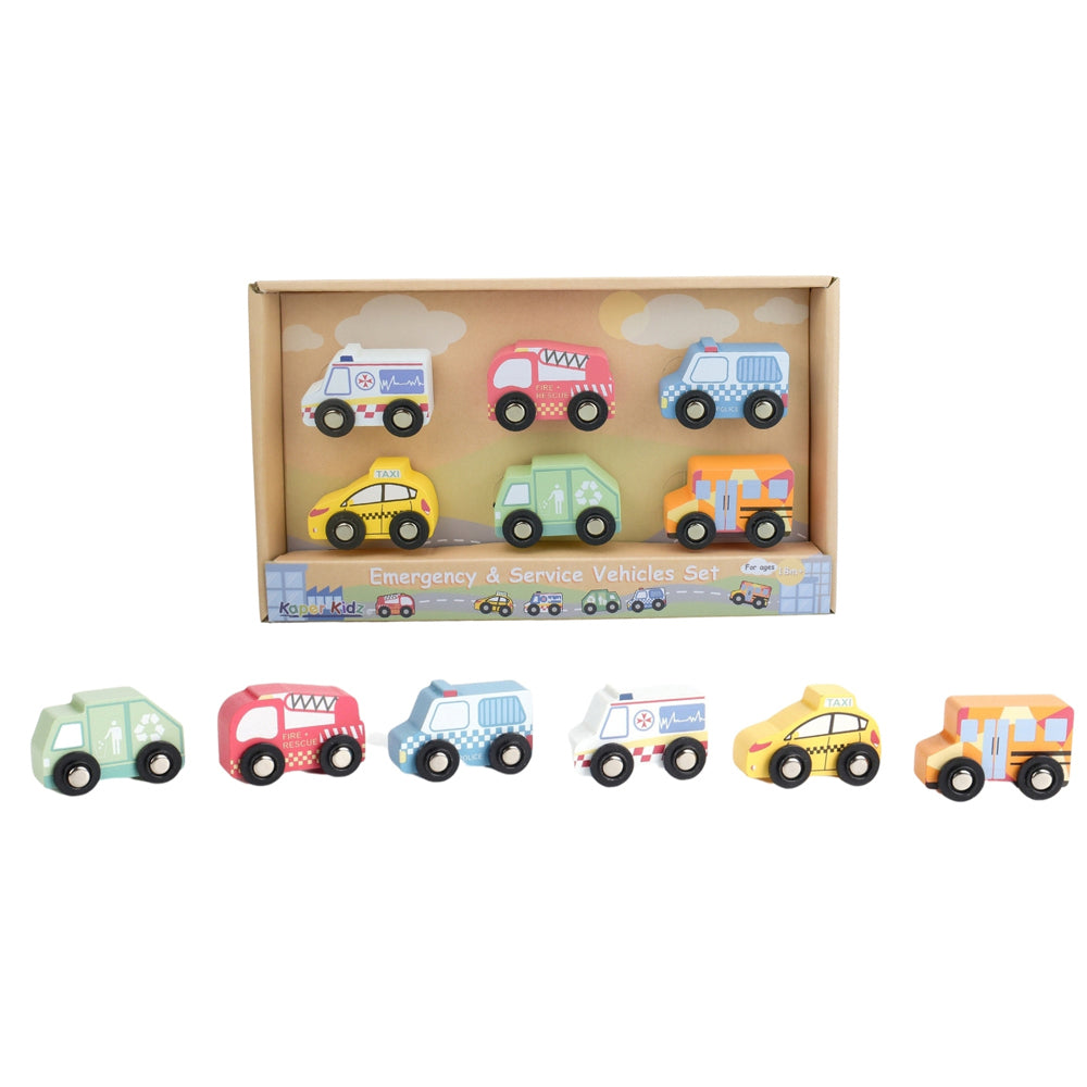 Kaper Kidz Wooden Emergency & Construction Vehicle Toy Sets 18m+ (2 Pieces) — image 2
