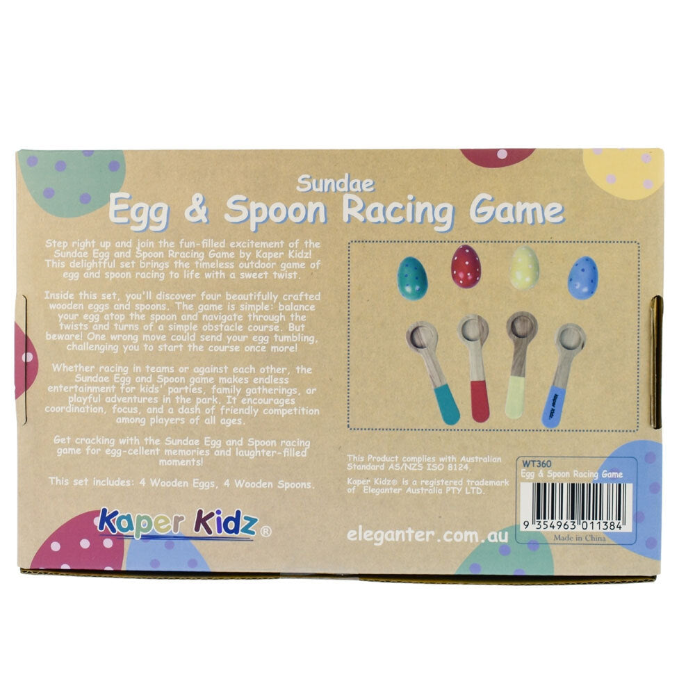 Kaper Kidz Sundae Wooden Egg & Spoon Racing Game Kids/Childrens Toy 3Y+ — image 3