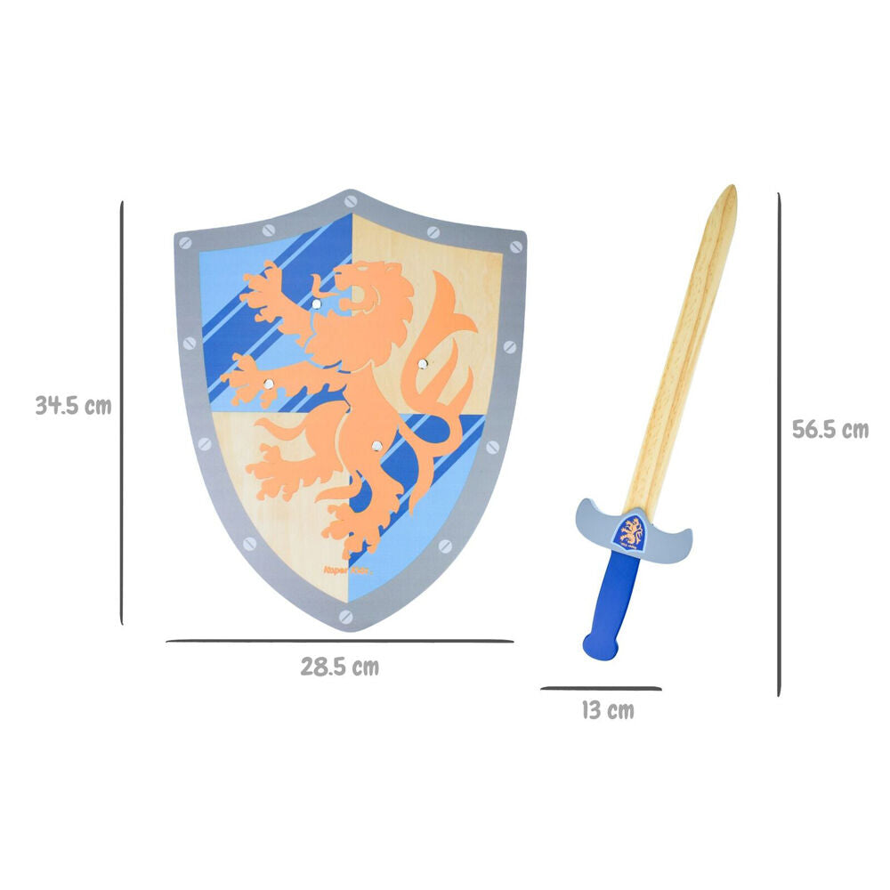 Kaper Kidz 3y+ Wooden Sword & Shield Lion Theme Role Playing Toy — image 3