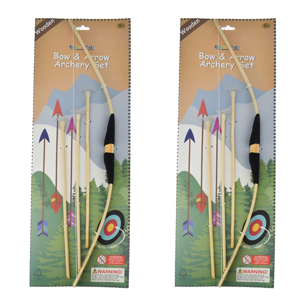 Kaper Kidz Wooden Bow & Arrows Kids/Childrens Interactive Play Toy 5y+ (2 Pack)