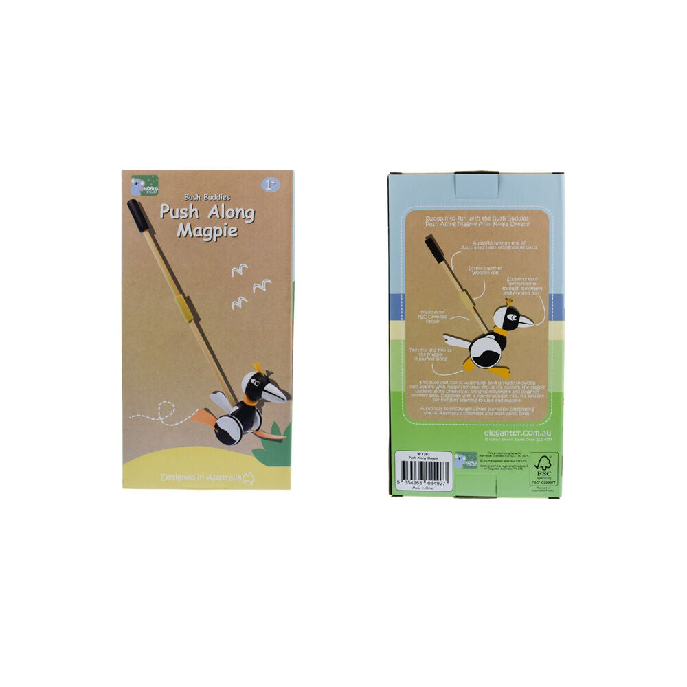 Koala Dream 12m+ Wooden Push Along Magpie Baby/Toddler Walker Toy — image 6