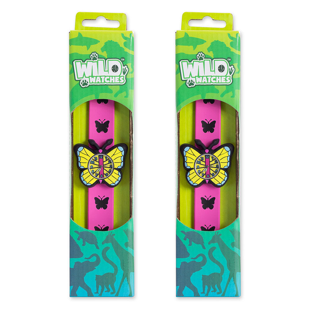 Wild Watches 7039 Analogue 25cm Butterfly Wrist Watch Kids Jewelry Toy 3y+ (2 Pack)