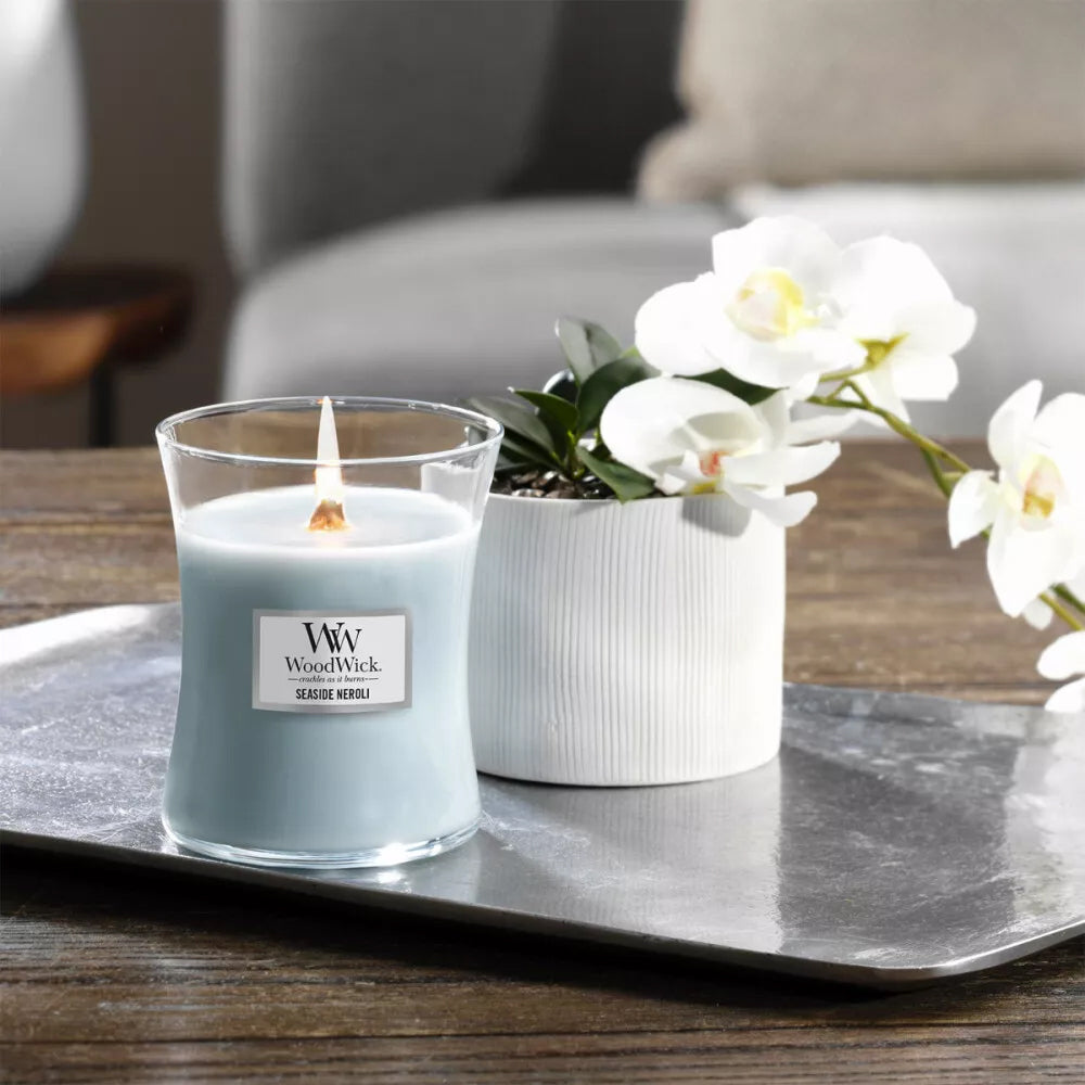 Woodwick 274g Scented Home Fragrance Soy Wax Candle Seaside Neroli Medium Blue — image 2