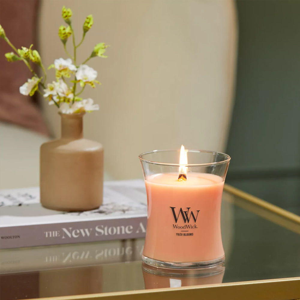 Woodwick 274g Scented Home Fragrance Soy Wax Candle Yuzu Blooms Medium Orange
