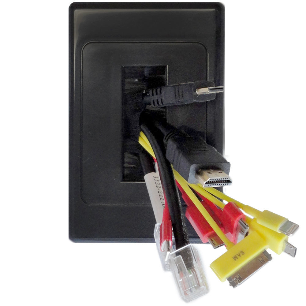 Xcessories Wall Plate Wallplate W/Brush Outlet Cover Management Cable Tidy Organiser Black