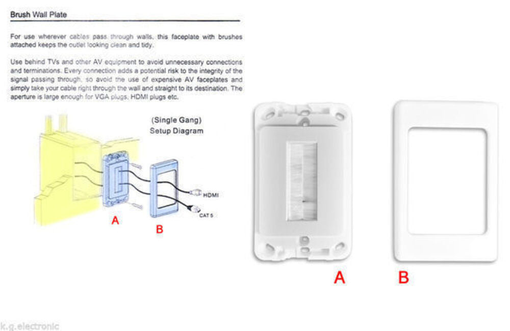 Pro2 Wall Plate Wallplate Brush Outlet Cover Management Cable Tidy Organiser Black (2 Pack) — image 4