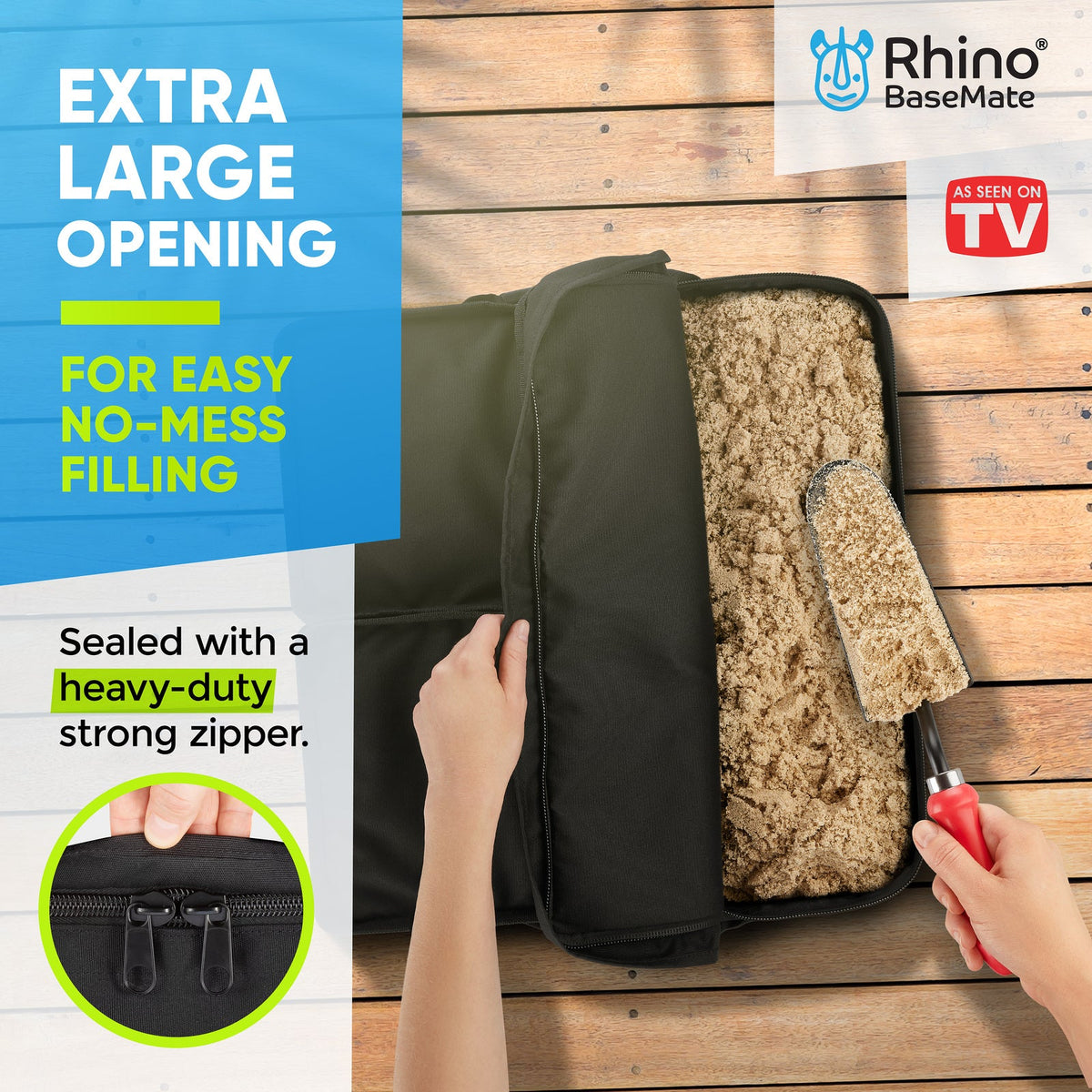 Rhino Basemate Slot Opening Umbrella Weighted Sandbag Support Base 18" Black — image 3