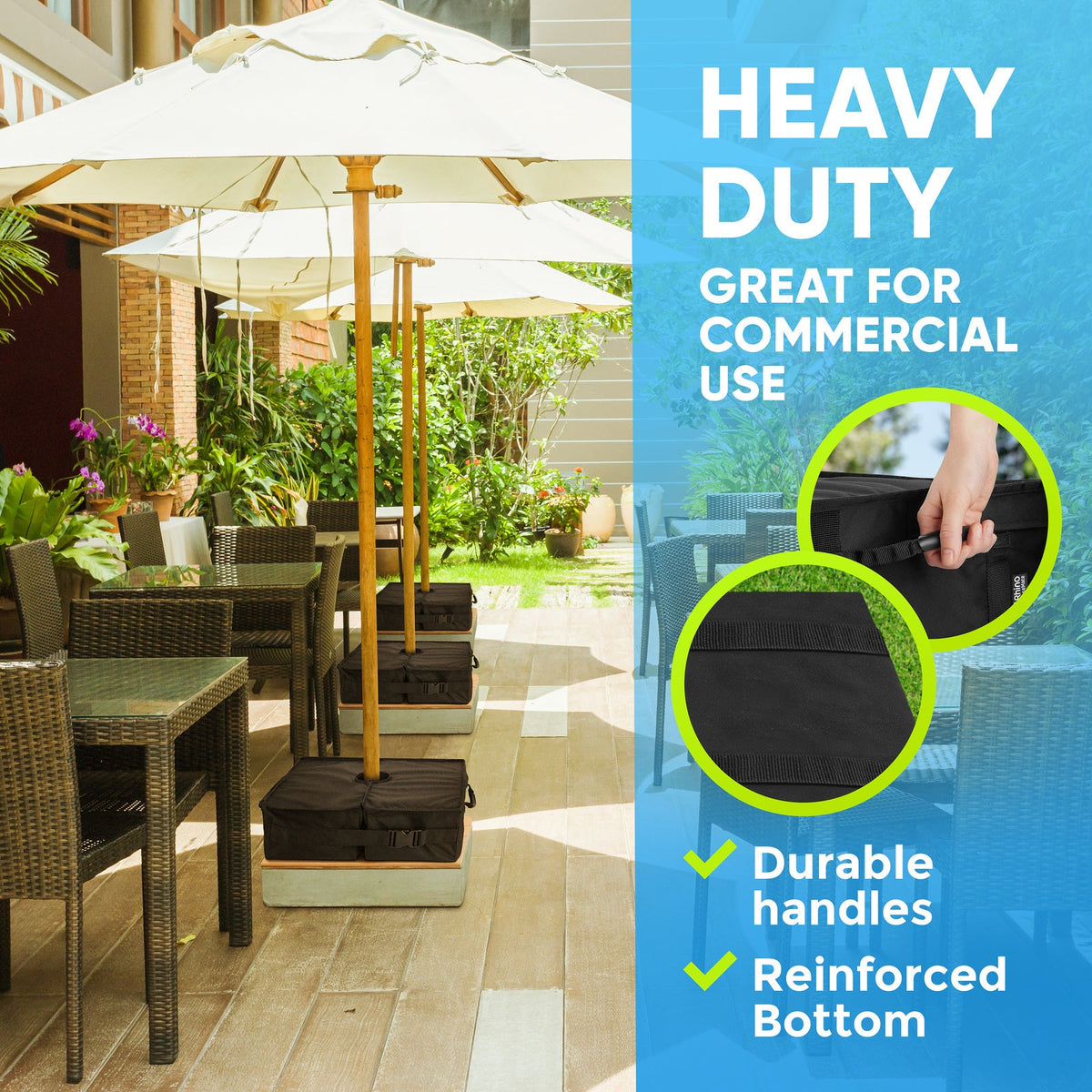 Rhino Basemate Slot Opening Umbrella Weighted Sandbag Support Base 18" Black — image 7