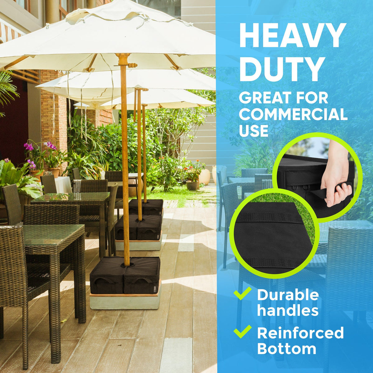 Rhino Detachable Square Outdoor Umbrella Base Weight 900D Rip Stop 18" - Black — image 7