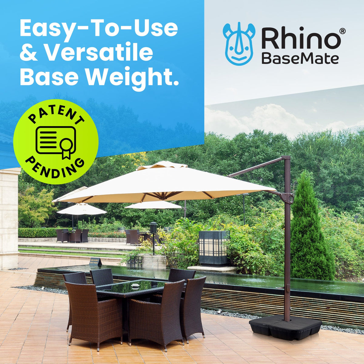Rhino EVA Stand Base Weight Square Holder For 90kg Cantilever Umbrella Black — image 4
