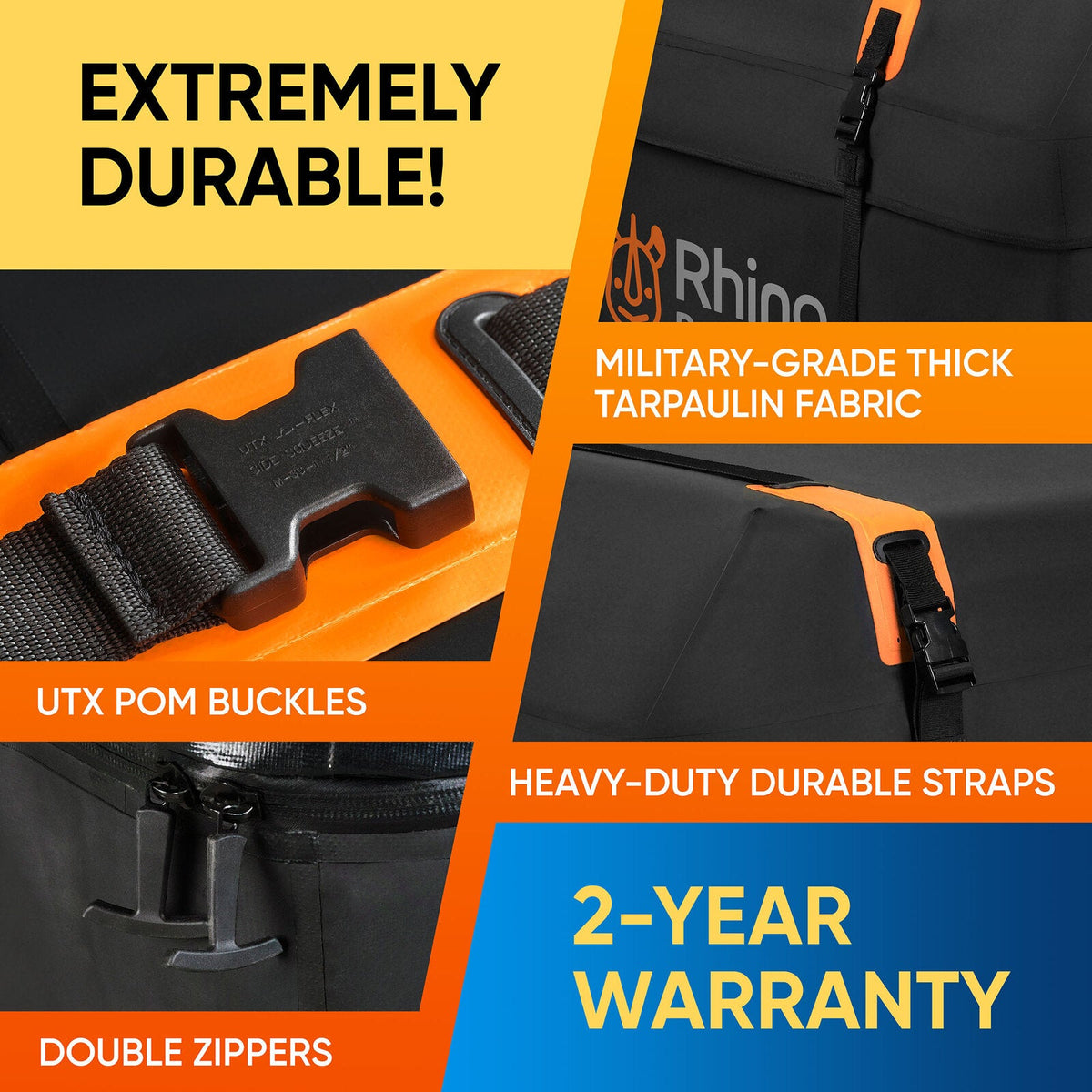 Rhino Bagmate 540L Military Grade Multipurpose Waterproof Car Roof Bag Black — image 6
