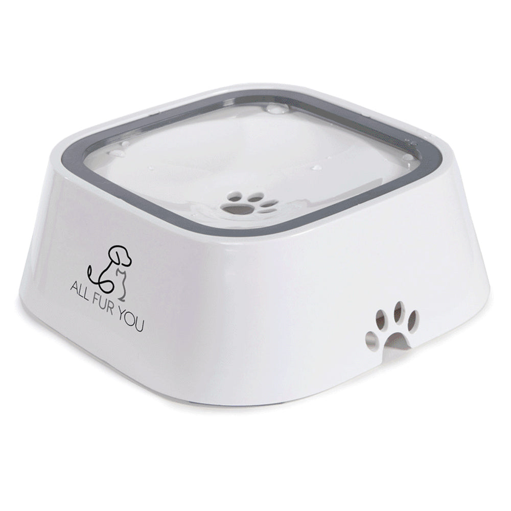 All Fur You Anti Splash Pet Dog/Cat Water Bowl/Feeder Anti Spill Drinking — White
