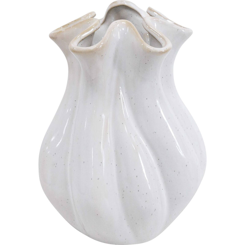 LVD Stoneware Plant/Flower Vase Elle Home Tabletop Decor Medium 15x21cm White