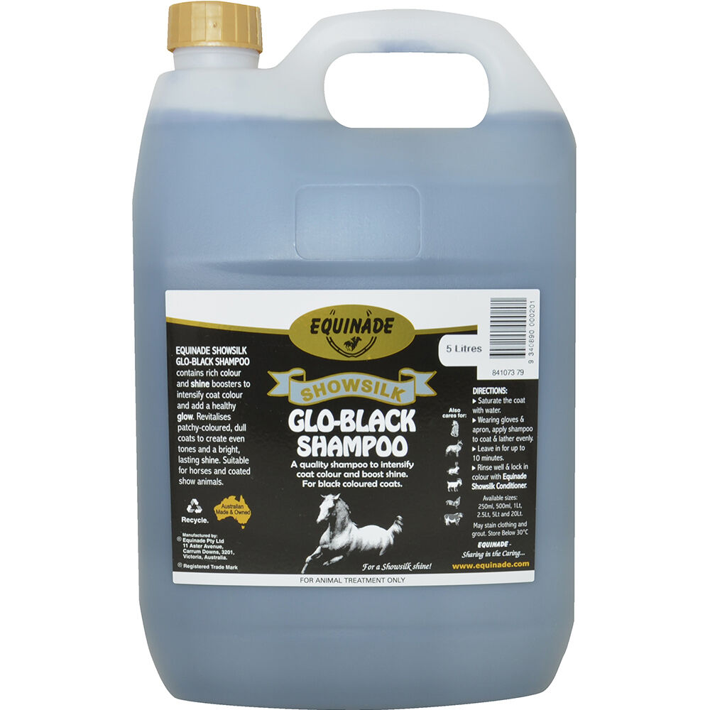 Equinade 5L Showsilk Glo Black Horse Coat Grooming Care Shampoo