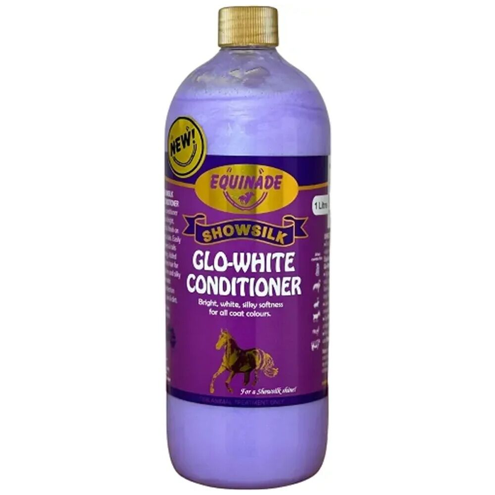 Equinade 1L Glo White Showsilk Horse Grooming Coat Care Conditioner