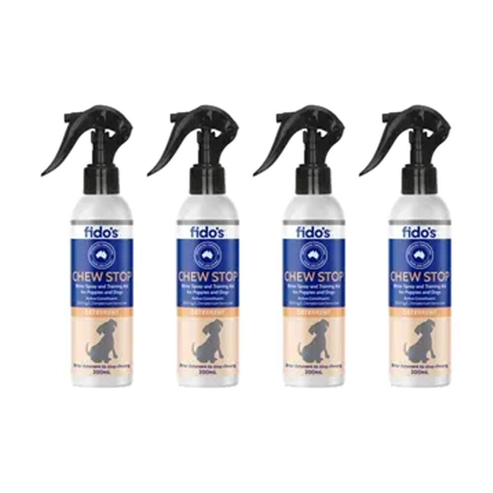 Fidos Dog Deterrent Behaviour Training Aid Chew Stop Spray 200ml (4 Pack)