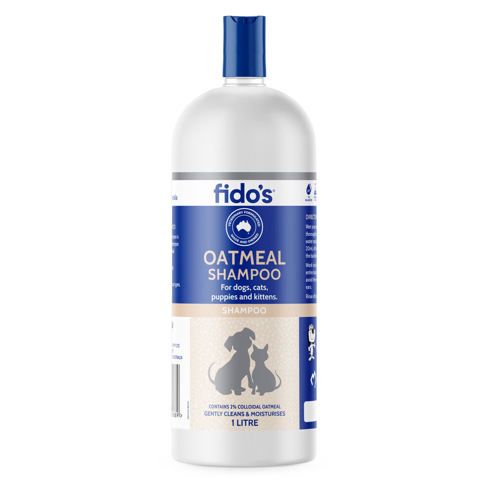 Fidos 1L Pet Dog & Cat Grooming Washing Care Shampoo Oatmeal
