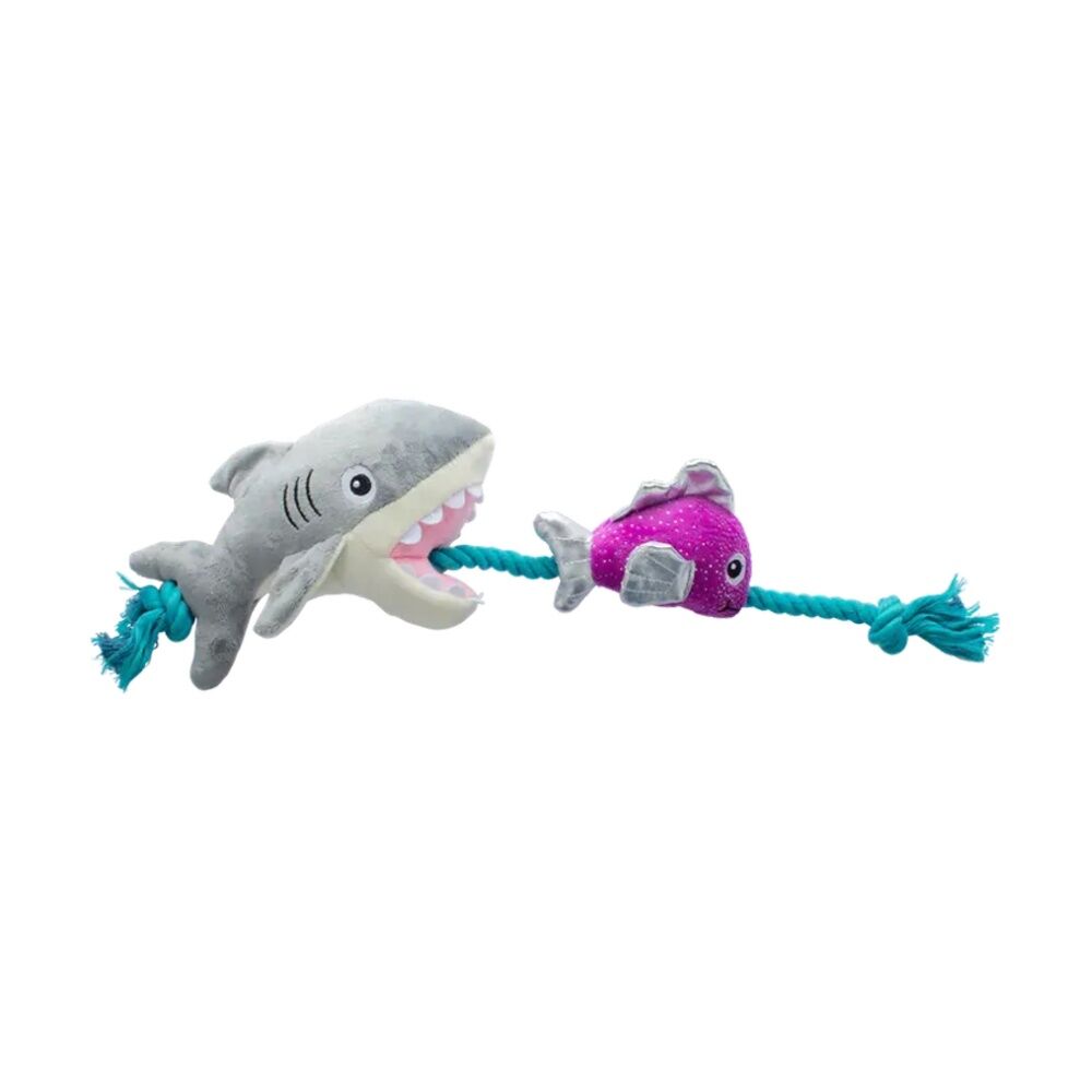Fringe Studio Multicolour Shark Bait FIsh Rope Tug Soft Plush Dog Toy