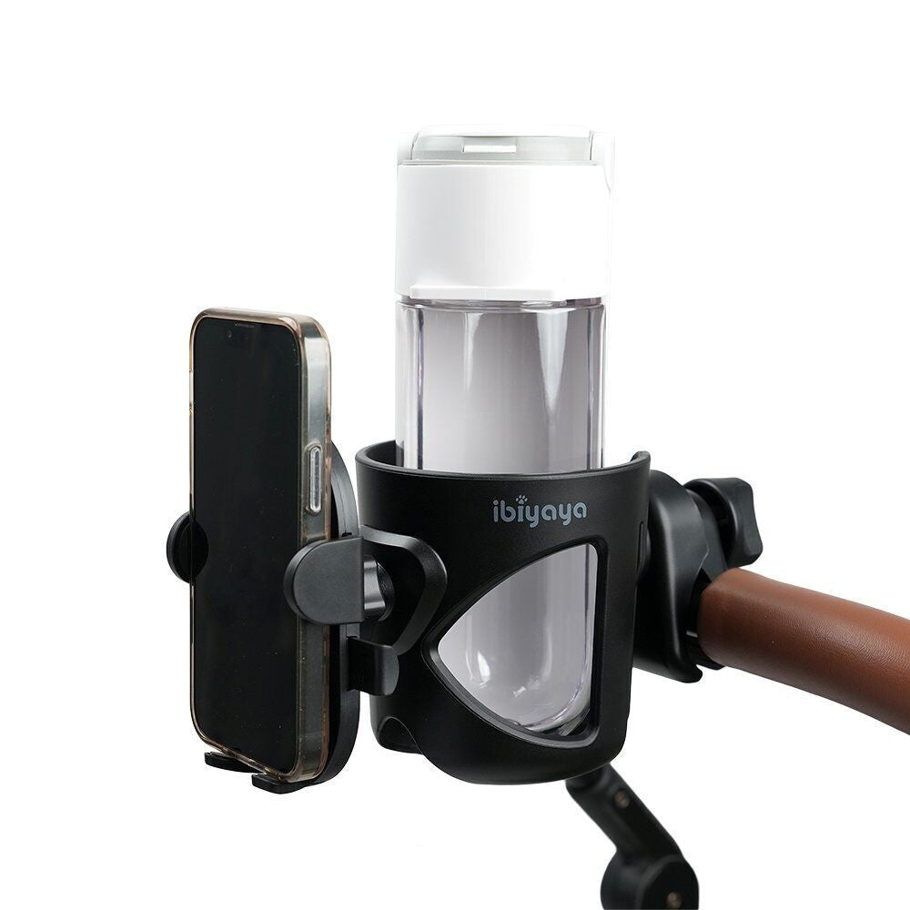 Ibiyaya 2 in 1 Cup and Universal Phone Holder for Pet Strollers Black (2 Pack) — image 2