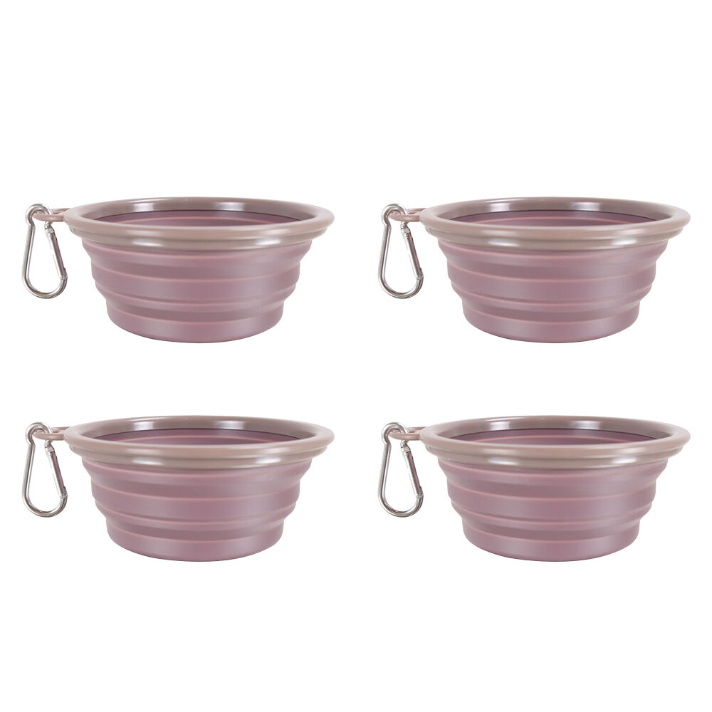 Ibiyaya Quick Bite Collapsible Travel Pet Bowl for Water Brown/Aubergine (4 Pack)