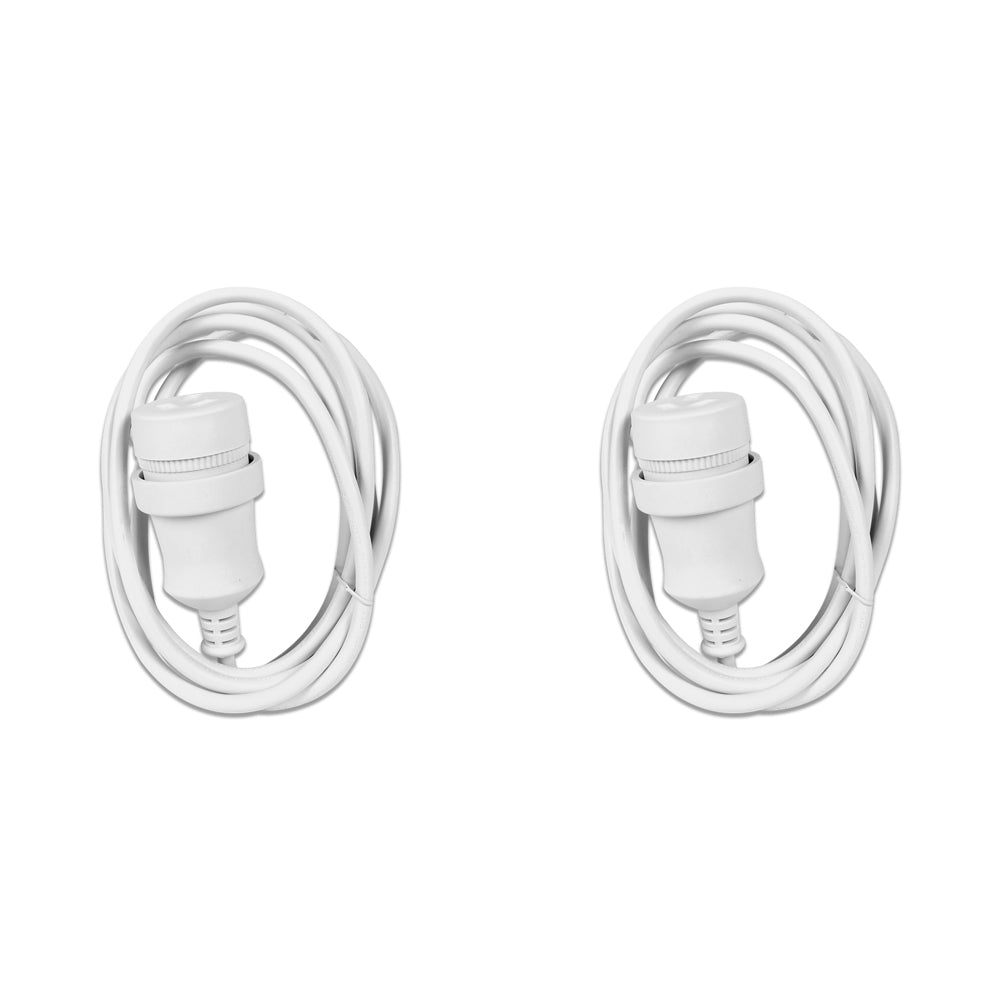 Crest 2m Piggy Back Plug 3-Pin Socket Power Extension Cord Lead Cable White (2 Pack)