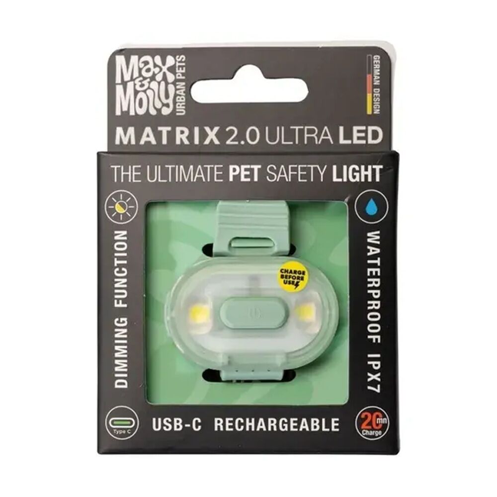 Max & Molly Matrix 2.0 Ultra LED USB-C Rechargeable Pet Safety Light — Jade