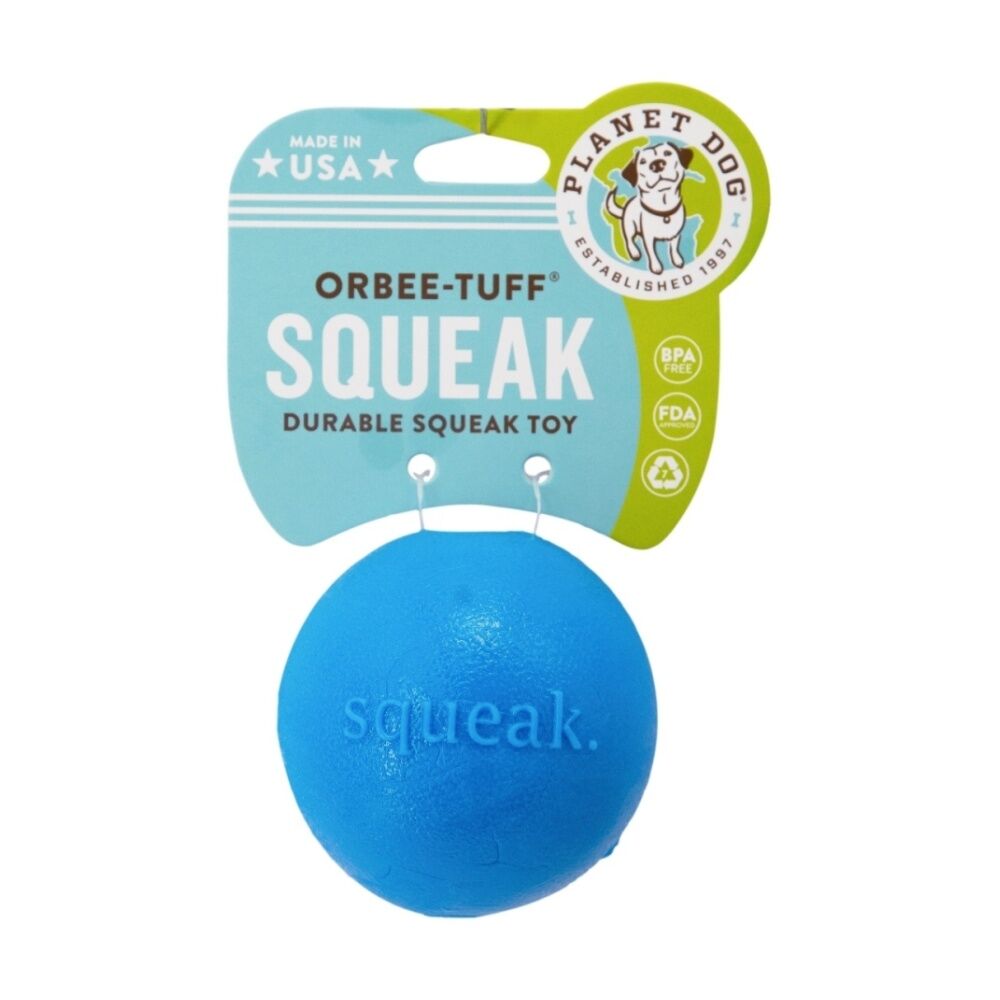 Planet Dog 77x77x77mm Blue Orbee Tuff Fresh Breath Squeaker Fetch Ball Pet Toy