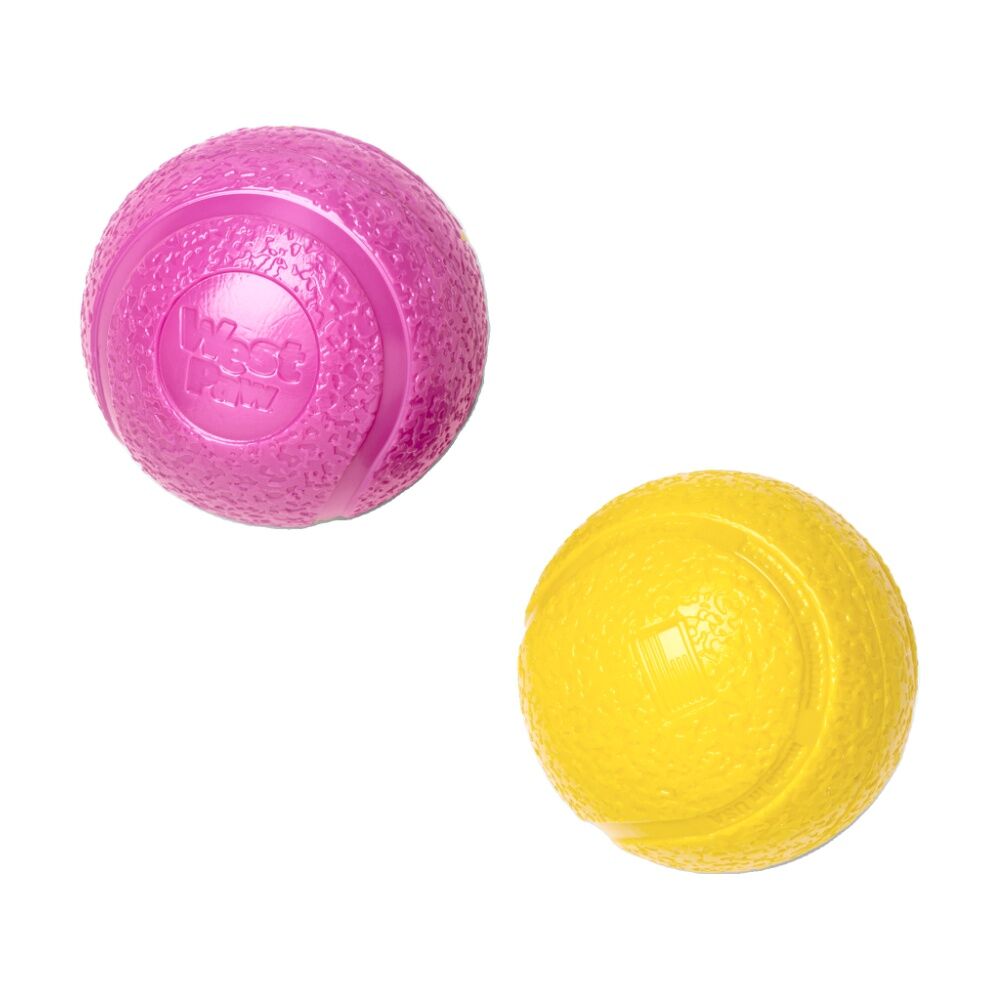 West Paw Boundr Dog Ball 2 Pack Small Recyclable Zogoflex Chew Toy Floats