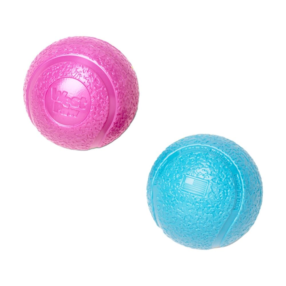 West Paw Boundr Dog Ball 2 Pack Small Floats Dishwasher Safe Fits Thrower