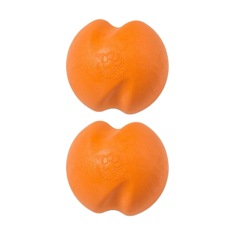 West Paw Jive Pet Dog Ball Throwing Soft Chew Toy Small Tangerine (2 Pack)